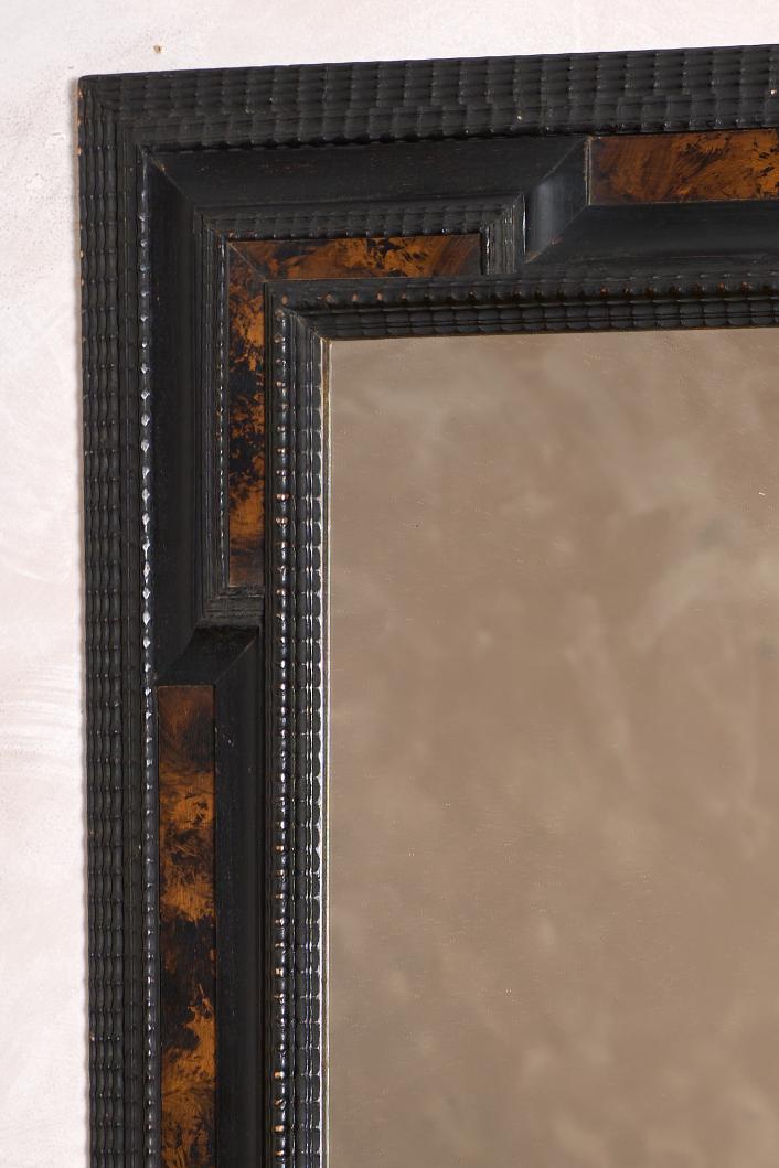 Large Italian Ebonised and faux tortoiseshell mirror - No2