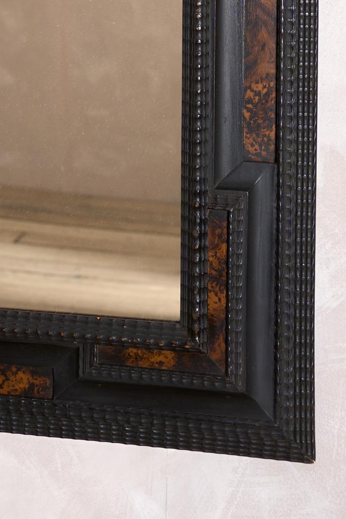 Large Italian Ebonised and faux tortoiseshell mirror - No2