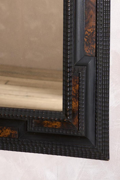 Large Italian Ebonised and faux tortoiseshell mirror - No2