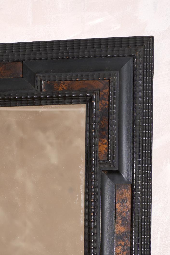 Large Italian Ebonised and faux tortoiseshell mirror - No2