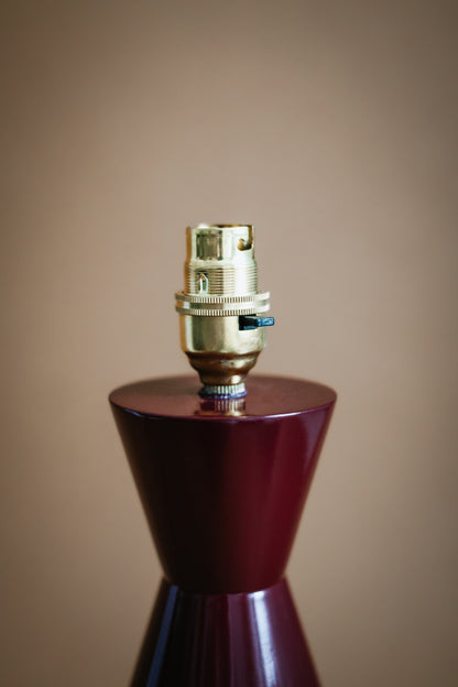 The Fitz Hand-Turned Wood Burgundy Table Lamp - TallBoy Interiors