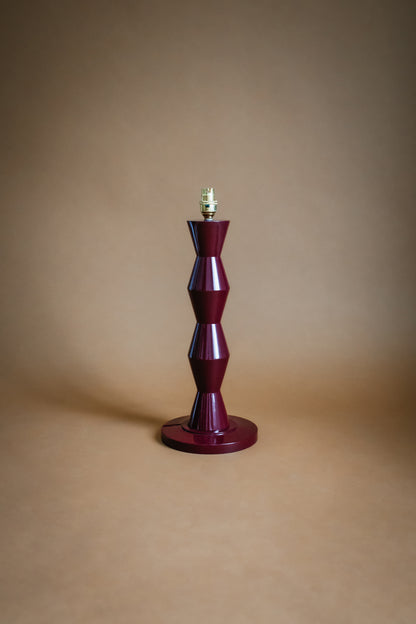 The Fitz Hand-Turned Wood Burgundy Table Lamp - TallBoy Interiors