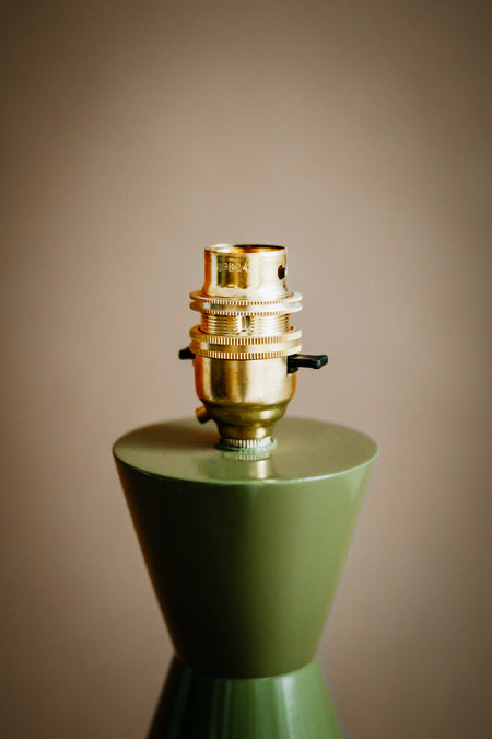 The Fitz Hand-Turned Wood Olive Table Lamp - TallBoy Interiors