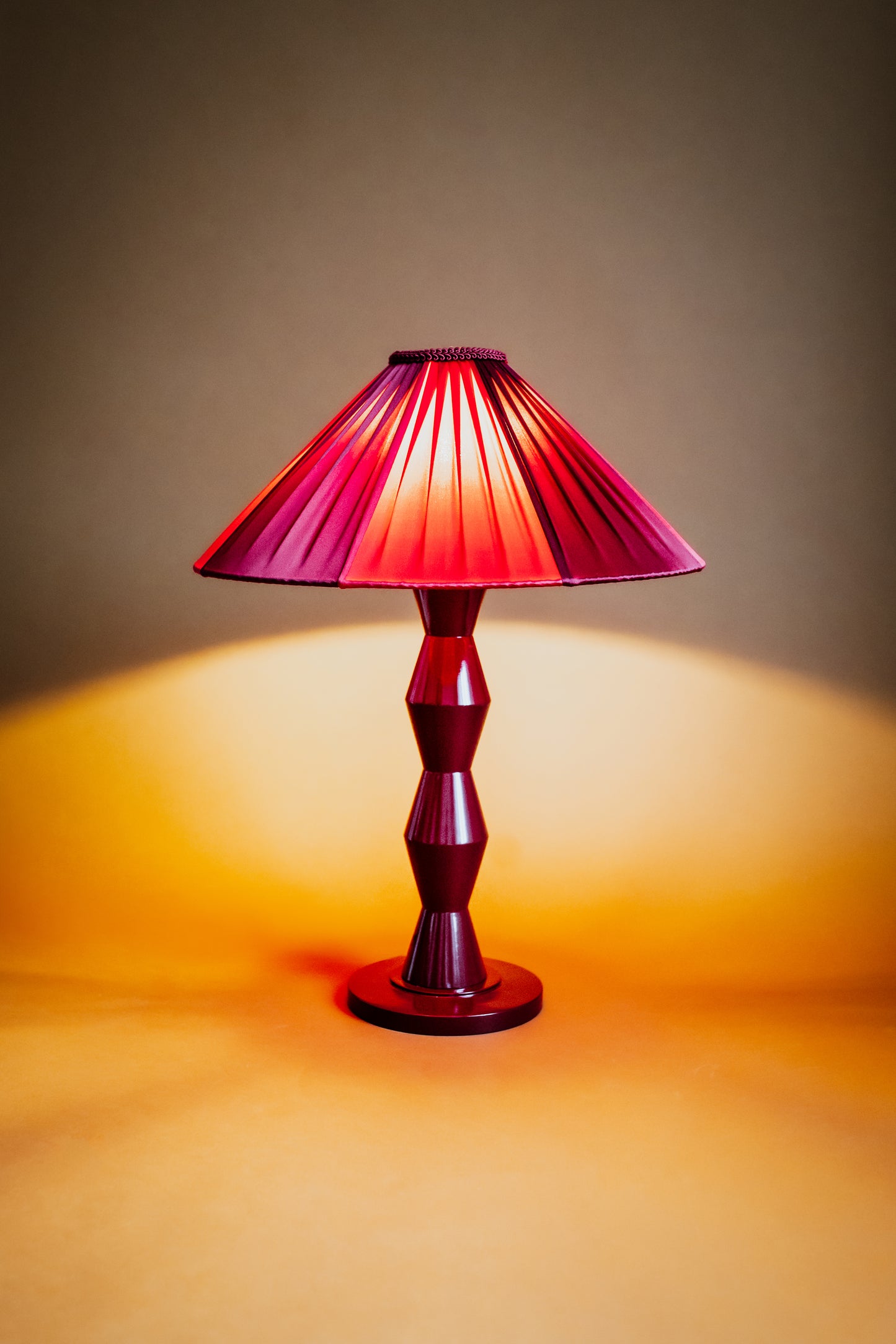 The Fitz Hand-Turned Wood Burgundy Table Lamp - TallBoy Interiors