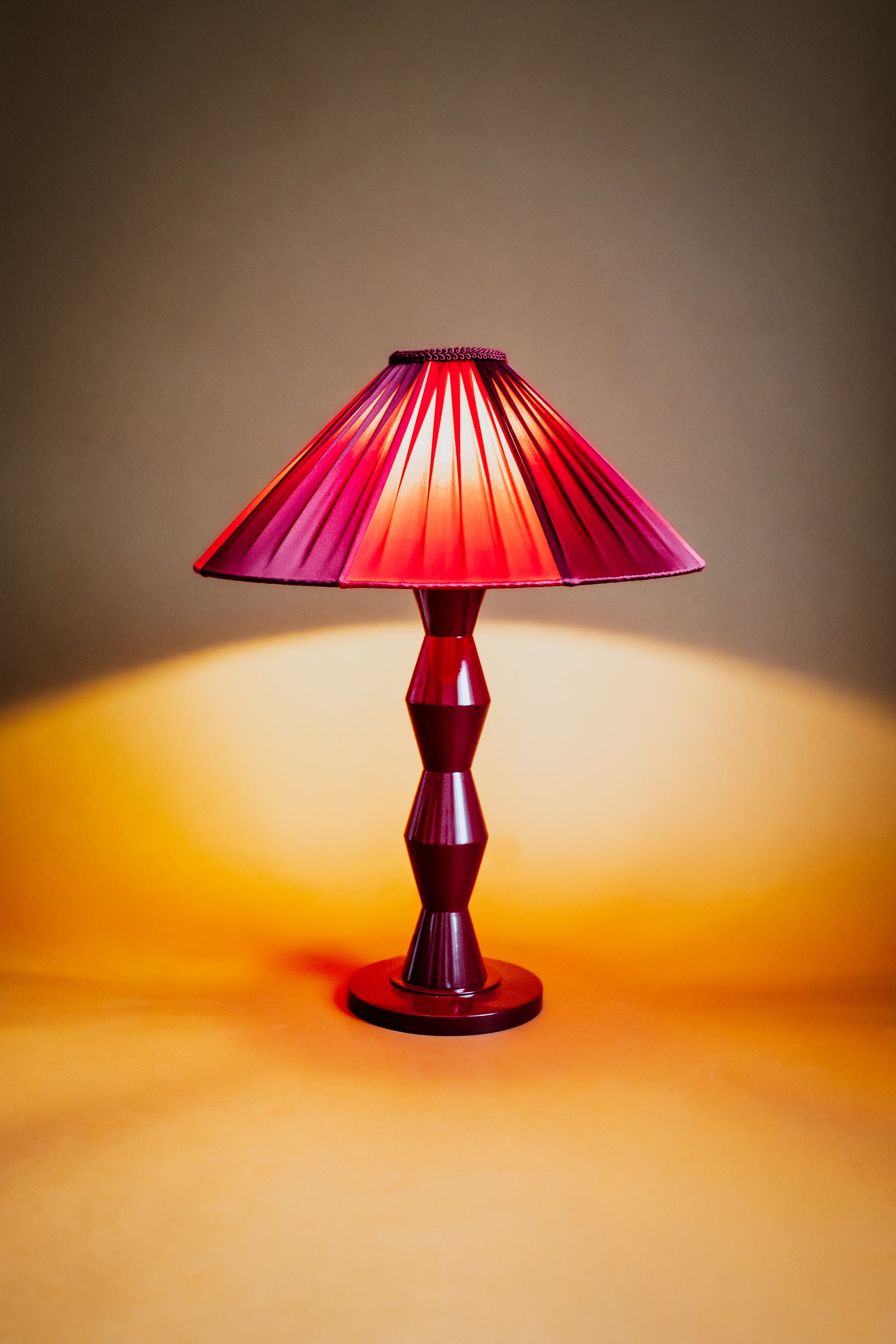 The Fitz Hand-Turned Wood Burgundy Table Lamp - TallBoy Interiors