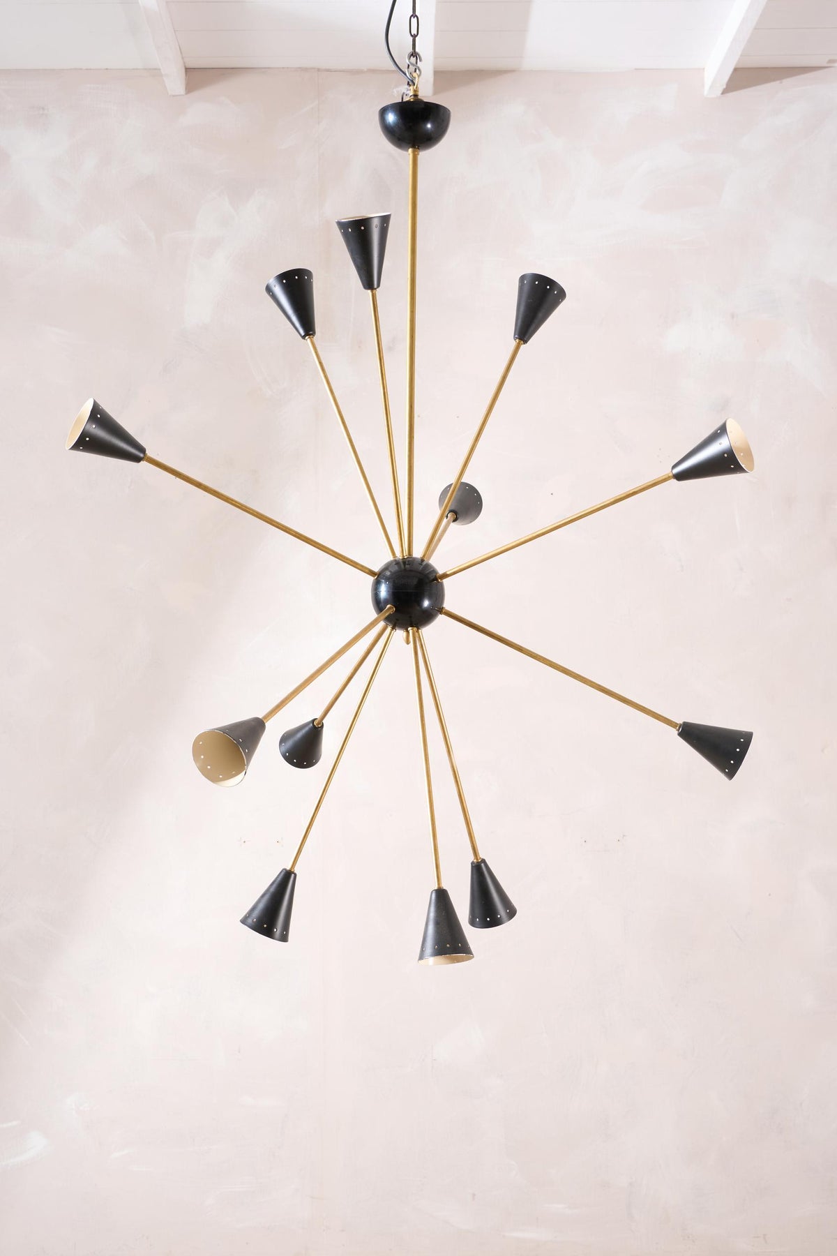 Mid century Brass and Black Italian pendant light by Stilnovo - TallBoy Interiors