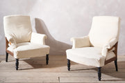 Pair of Napoleon III plain square back armchairs - TallBoy Interiors