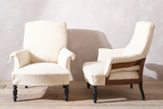 Pair of Napoleon III plain square back armchairs - TallBoy Interiors