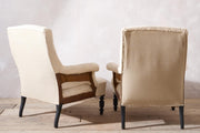 Pair of Napoleon III plain square back armchairs - TallBoy Interiors