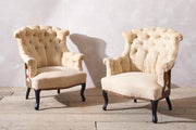 Pair of Napoleon III buttoned fishtail armchairs - TallBoy Interiors