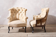 Pair of Napoleon III buttoned fishtail armchairs - TallBoy Interiors