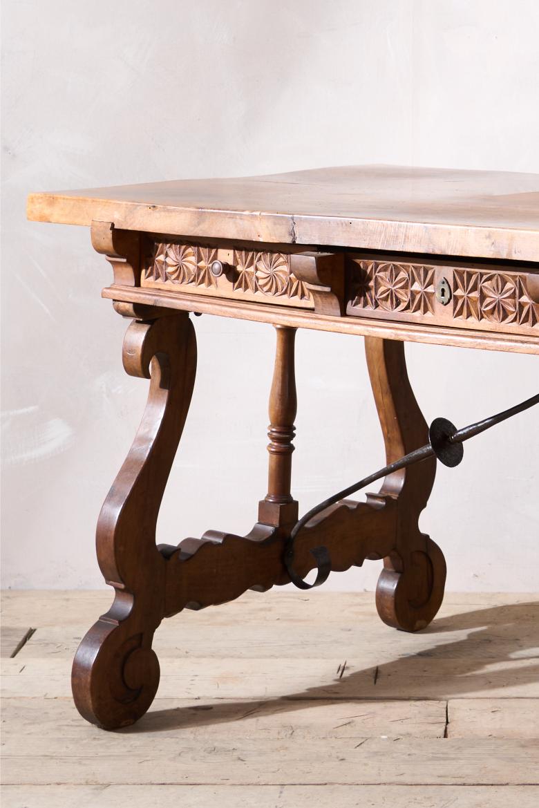 19th century Spanish walnut writing table - TallBoy Interiors