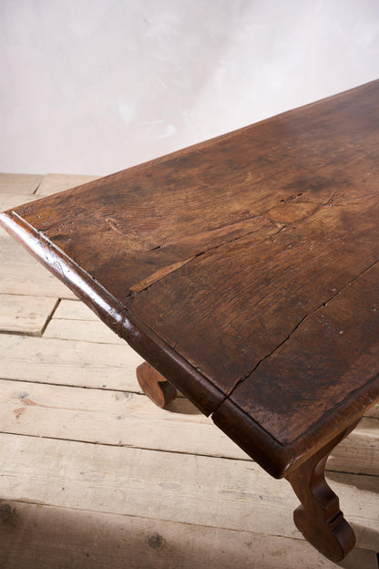 18th century Single plank walnut Italian baroque dining table