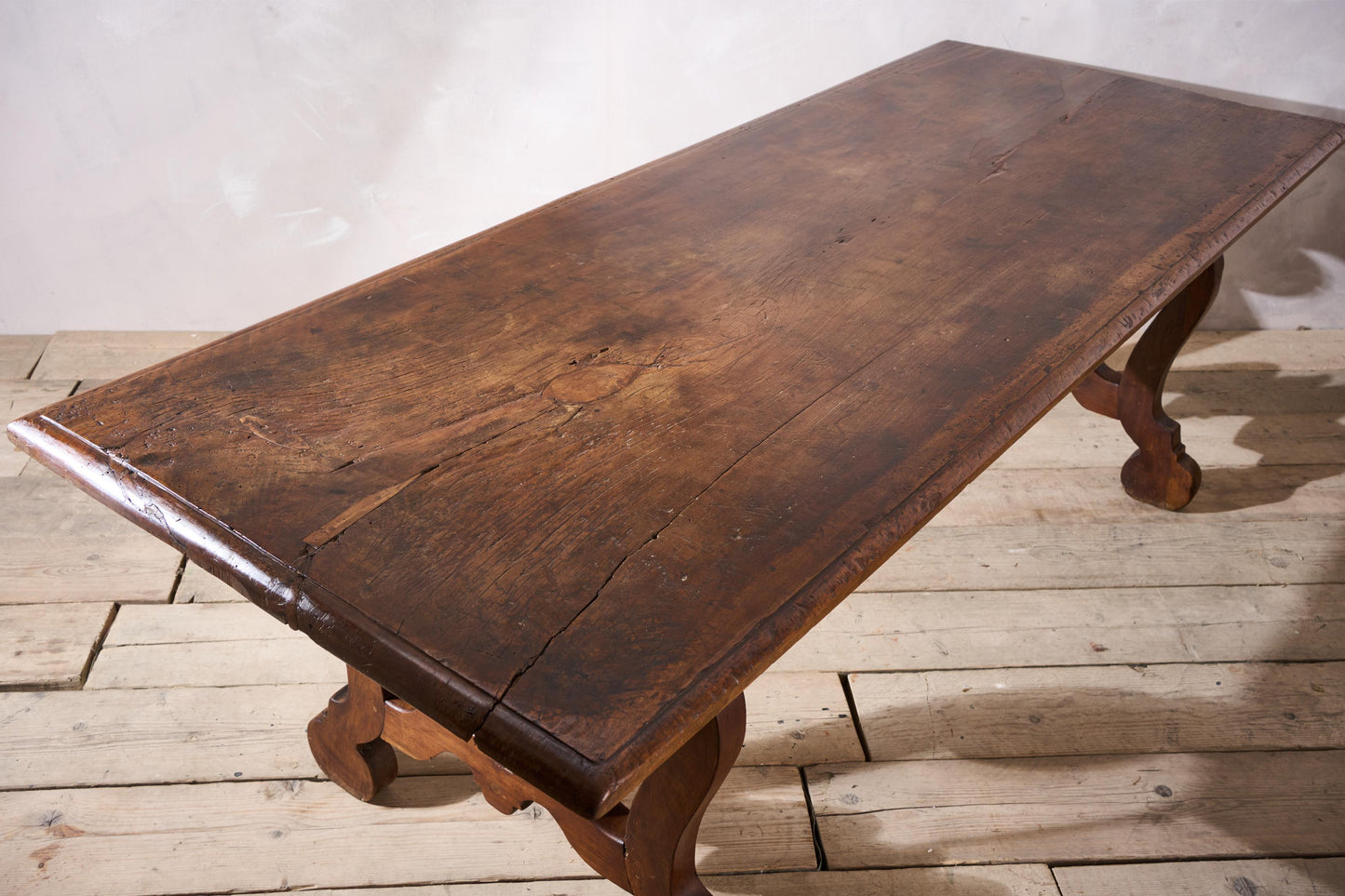 18th century Single plank walnut Italian baroque dining table