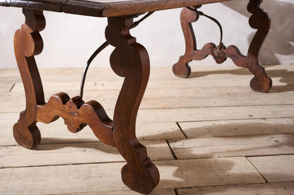 18th century Single plank walnut Italian baroque dining table