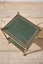 c.1940's Green leather and brass side table