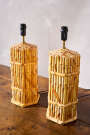 Pair of Vintage pottery bamboo table lamps - TallBoy Interiors