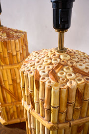 Pair of Vintage pottery bamboo table lamps - TallBoy Interiors