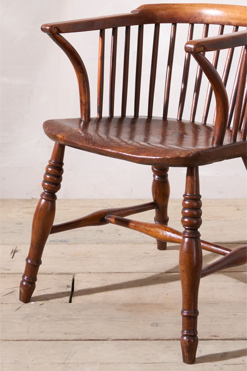 Rare c.1800 Ash & Elm low back Windsor chair - TallBoy Interiors