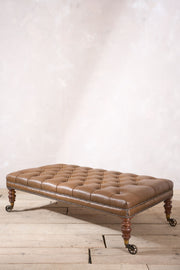 William IV Rosewood leg and brass caster large footstool ottoman - TallBoy Interiors