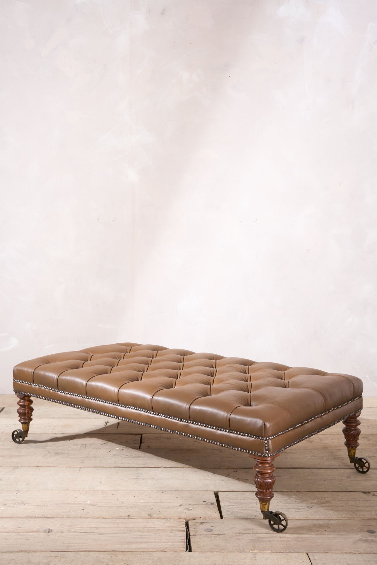 William IV Rosewood leg and brass caster large footstool ottoman - TallBoy Interiors