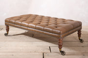 William IV Rosewood leg and brass caster large footstool ottoman - TallBoy Interiors