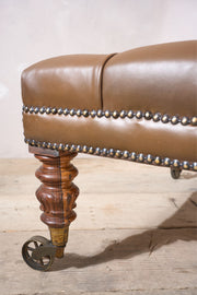William IV Rosewood leg and brass caster large footstool ottoman - TallBoy Interiors