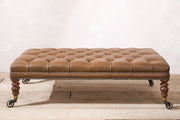 William IV Rosewood leg and brass caster large footstool ottoman - TallBoy Interiors