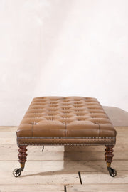 William IV Rosewood leg and brass caster large footstool ottoman - TallBoy Interiors