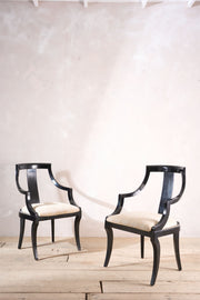 20th Century Black lacquered side chairs