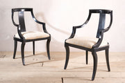20th Century Black lacquered side chairs