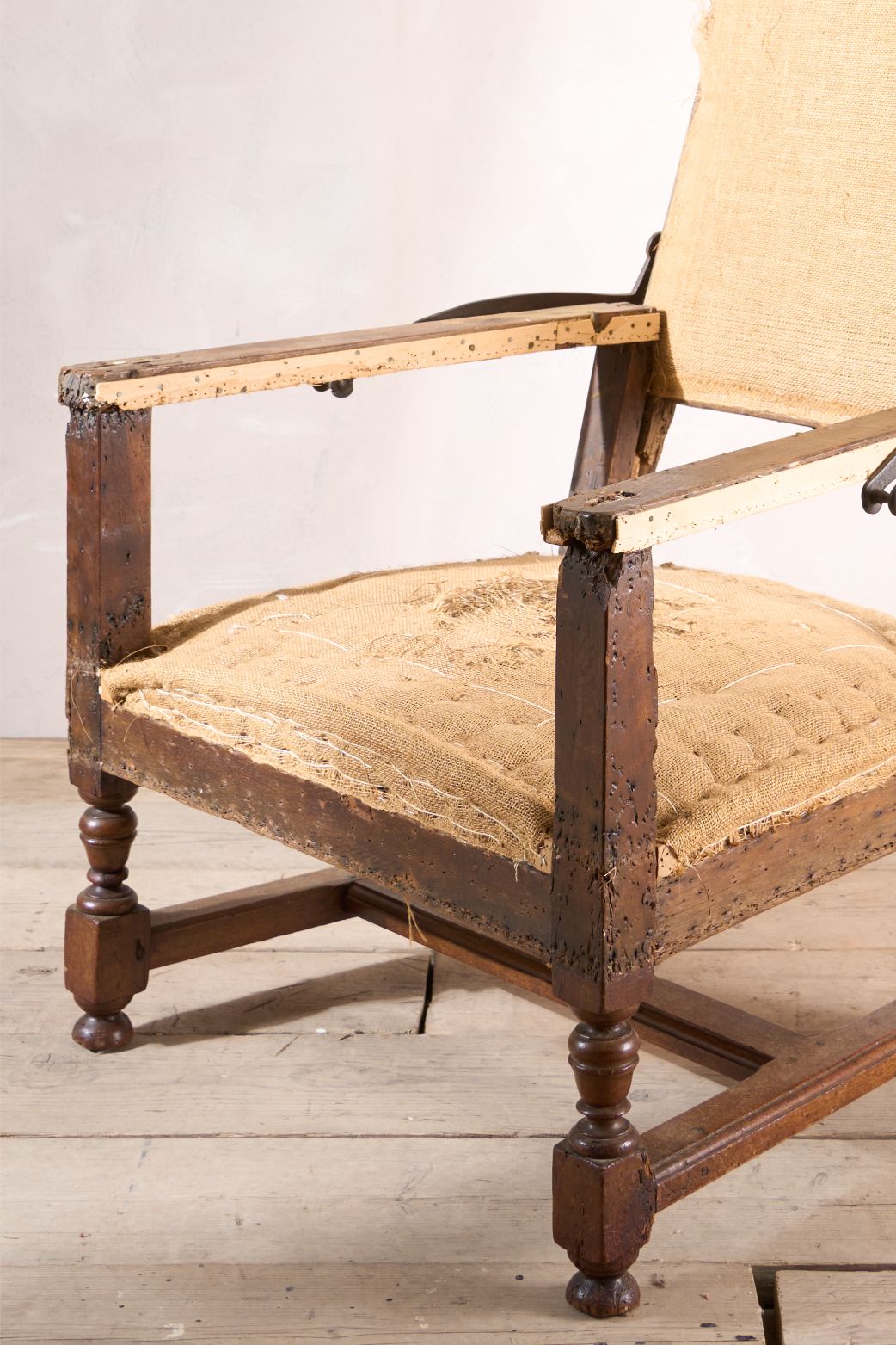 Large 18th century French walnut reclining armchair - TallBoy Interiors