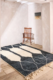 Large black and white Moroccan Berber rug - TallBoy Interiors