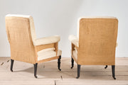 Pair of Napoleon III square back armchairs on tall legs