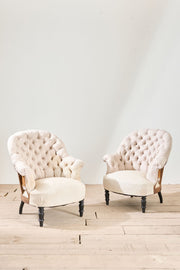 Pair of Napoleon III buttoned tub chairs - TallBoy Interiors