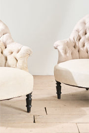 Pair of Napoleon III buttoned tub chairs - TallBoy Interiors