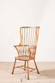 Unusual 19th century Arts and Crafts wingback Windsor chair