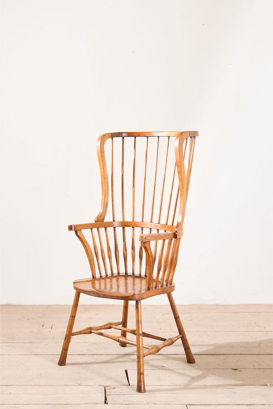 Unusual 19th century Arts and Crafts wingback Windsor chair