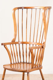 Unusual 19th century Arts and Crafts wingback Windsor chair