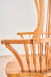 Unusual 19th century Arts and Crafts wingback Windsor chair