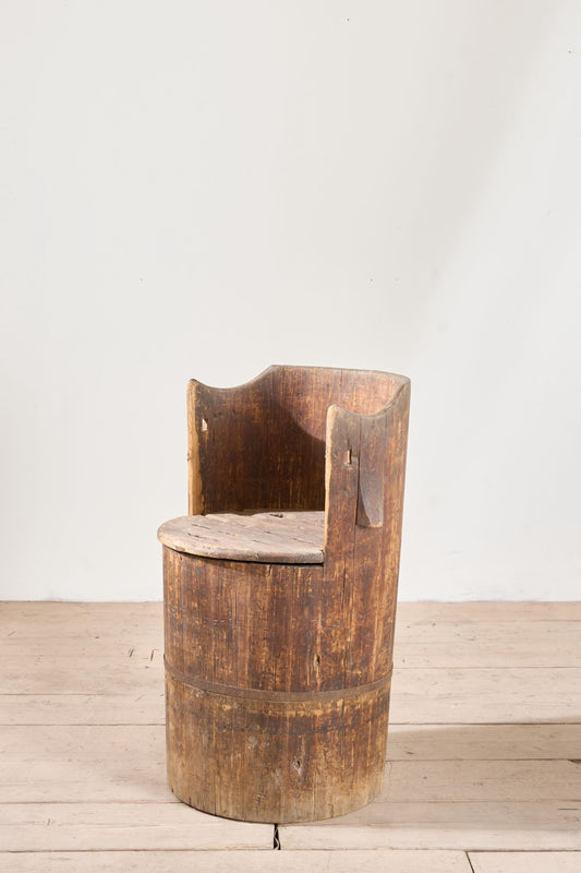 19th Century Folk art barrel chair - Brown