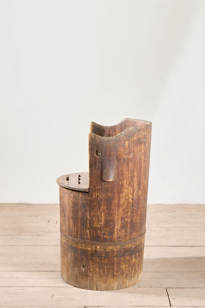 19th Century Folk art barrel chair - Brown