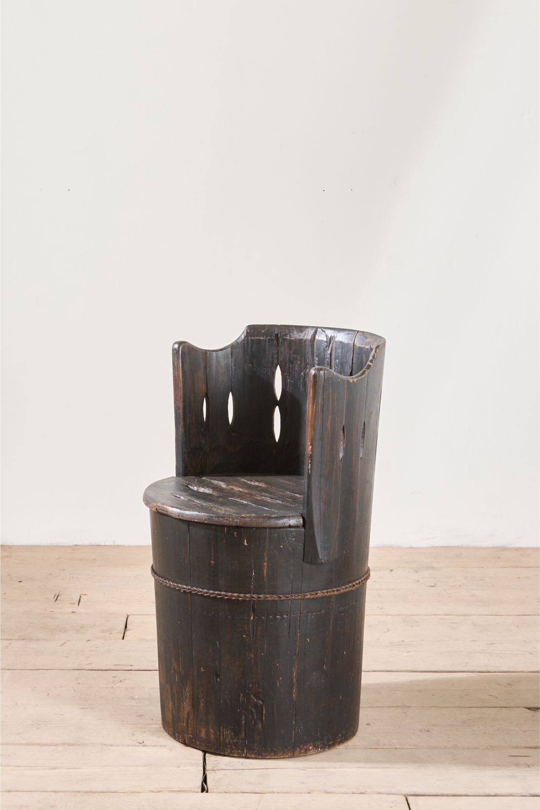 19th Century Folk art barrel chairs - Black - TallBoy Interiors
