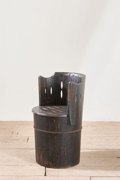 19th Century Folk art barrel chairs - Black