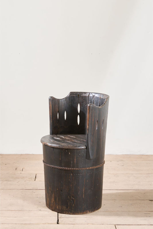 19th Century Folk art barrel chairs - Black