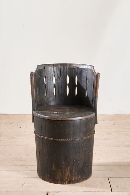 19th Century Folk art barrel chairs - Black