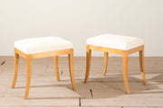 Early 20th century pair of Swedish satin birch stools - TallBoy Interiors