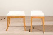 Early 20th century pair of Swedish satin birch stools - TallBoy Interiors