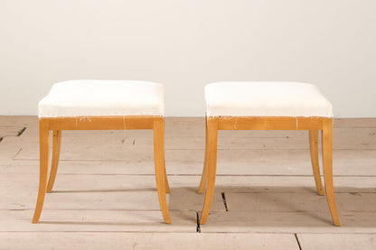 Early 20th century pair of Swedish satin birch stools