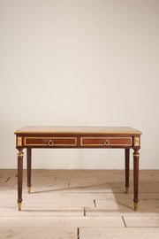 19th century French brass edged mahogany writing table